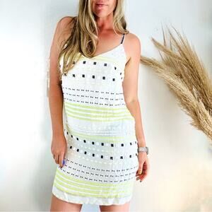 FCUK FRENCH CONNECTION White Black  Polka Dot Sequin Bead Mini Tank Top Dress 8